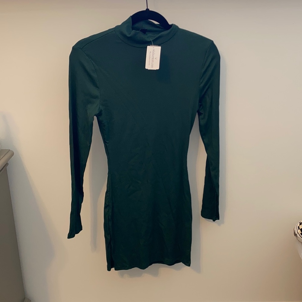 Windsor hunter green rubbed long sleeve dress